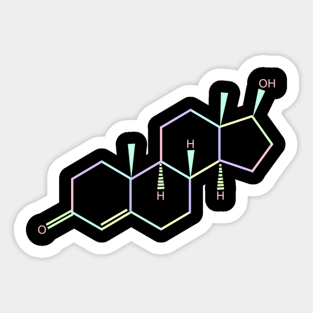 Testosterone Kawaii Pastel Rainbow Molecule Sticker by ChemECool